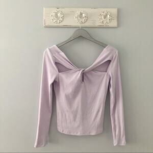 Anthropologie Lilac Pastel Purple Twist Rib Knit Cut Out Top NEW